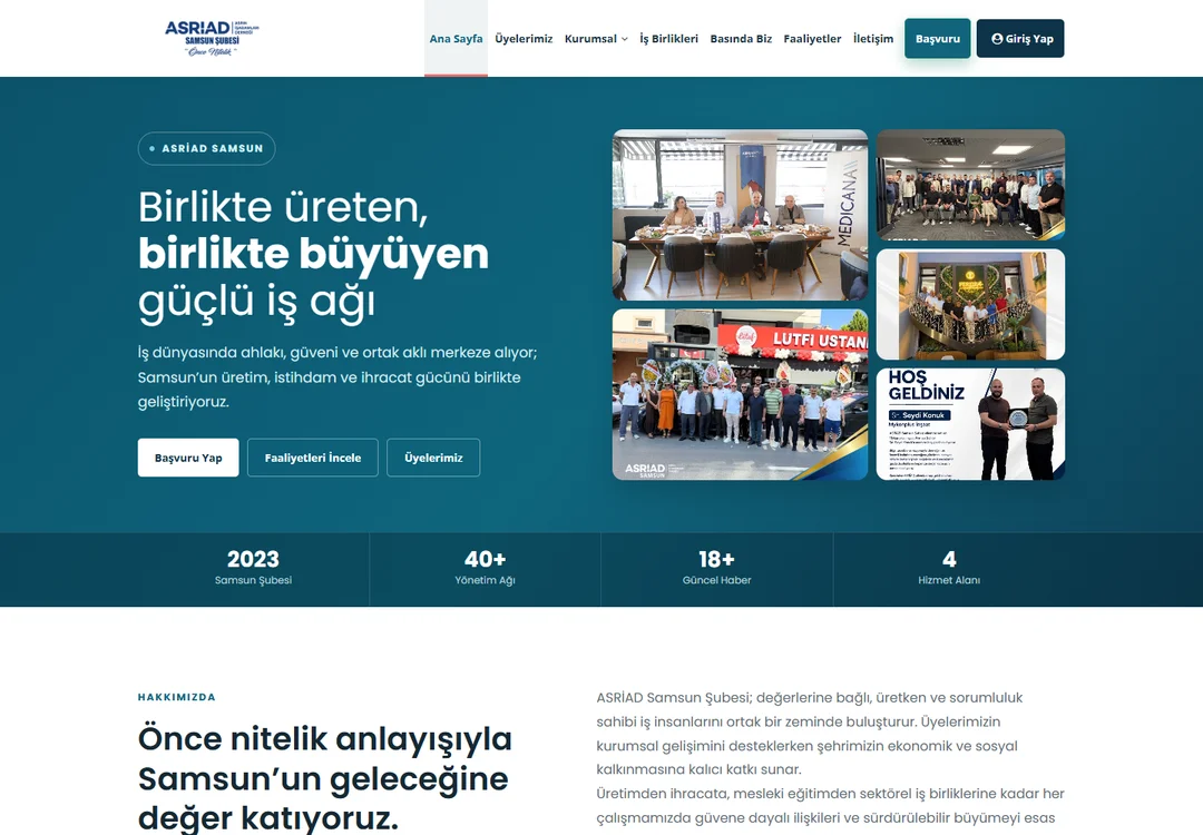 ASRİAD Samsun web sitesinin ekran görüntüsü